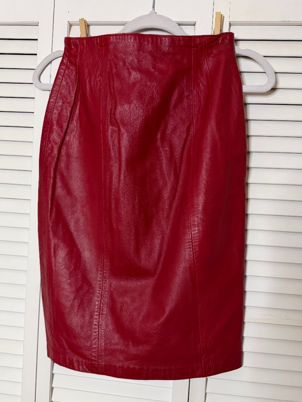 Vintage Red Lambskin Leather Pencil Skirt by Robert Elliot Petites Sz 4 Lined